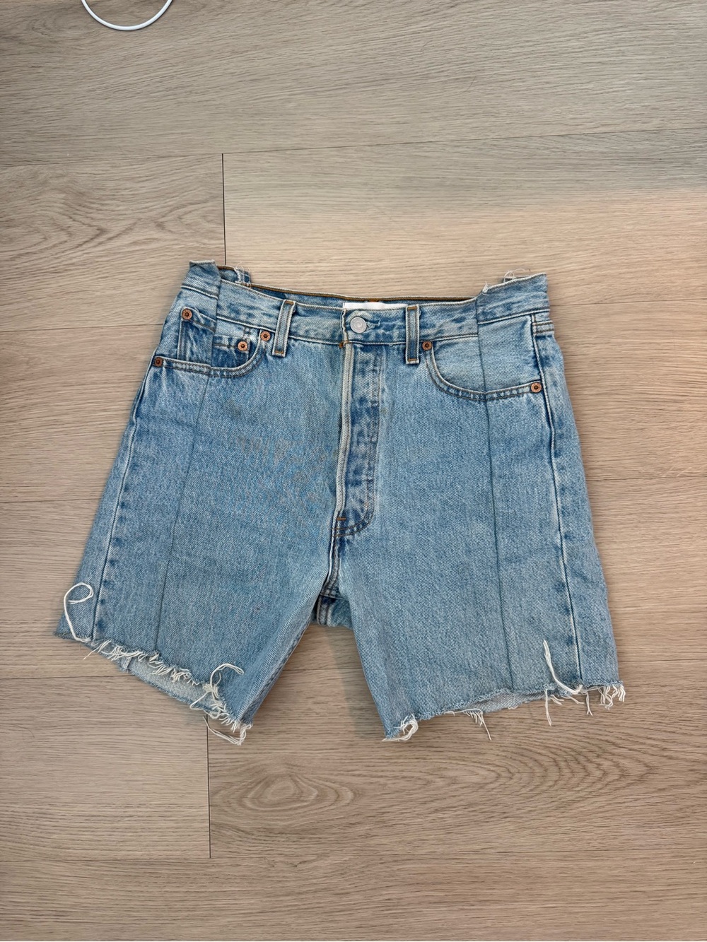 EB Denim Light Blue Distressed High-Waist Jean Shorts